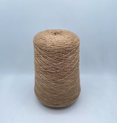 Бобинная пряжа (пр.Италия).art-Merino paillettes 380м/100гр, 96% меринос, 4% Пайетки(3мм)(полиэстер), цвет-Бежевый,неоднотонный+прозрачная пайетка(4), арт.31118