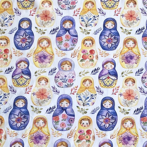 МАТРЕШКИ, 100% хлопок, ширина 110 см