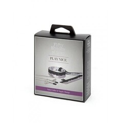 Атласный ошейник с зажимами для сосков Shades-of-Grey Play Nice