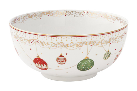 Салатник 23х10см 2.5 л Christmas Eve Easy Life Новогодние шары белый