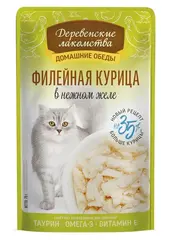 Деревенские лакомства пауч для кошек Филейная курица в нежном желе 70 г