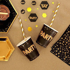 Стаканы Гламур Black&Gold PARTY, 8 штук