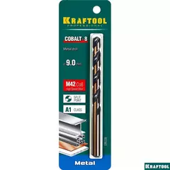 KRAFTOOL COBALT-8, 9.0 х 125 мм, сталь М42, HSS-Co(8%), сверло по металлу (29656-9)