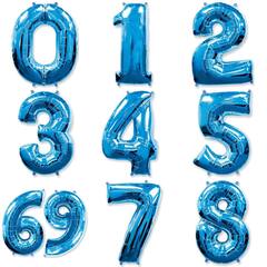 Фольгированные цифры 102 см с гелием (синий - металлик)