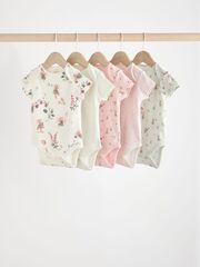 Боди с коротким рукавом для малышей Next K79-556, 5 шт., Белый, Розовый