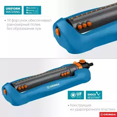 GRINDA RO-18P, 18 форсунок, ударопрочный пластик, веерный распылитель, PROLine (429341)