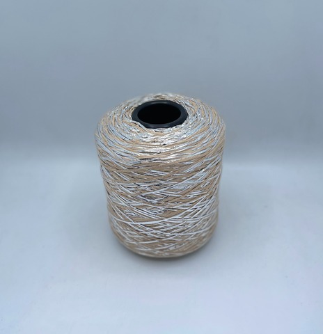 Luxury Production by Ri.Go (пр.Италия), art-Emporium, 180м/100гр, 90%Меринос,8%Полиэстер(фольга), 2%Полиамид , цвет-Крем+серебро(25/345) ,арт.32295