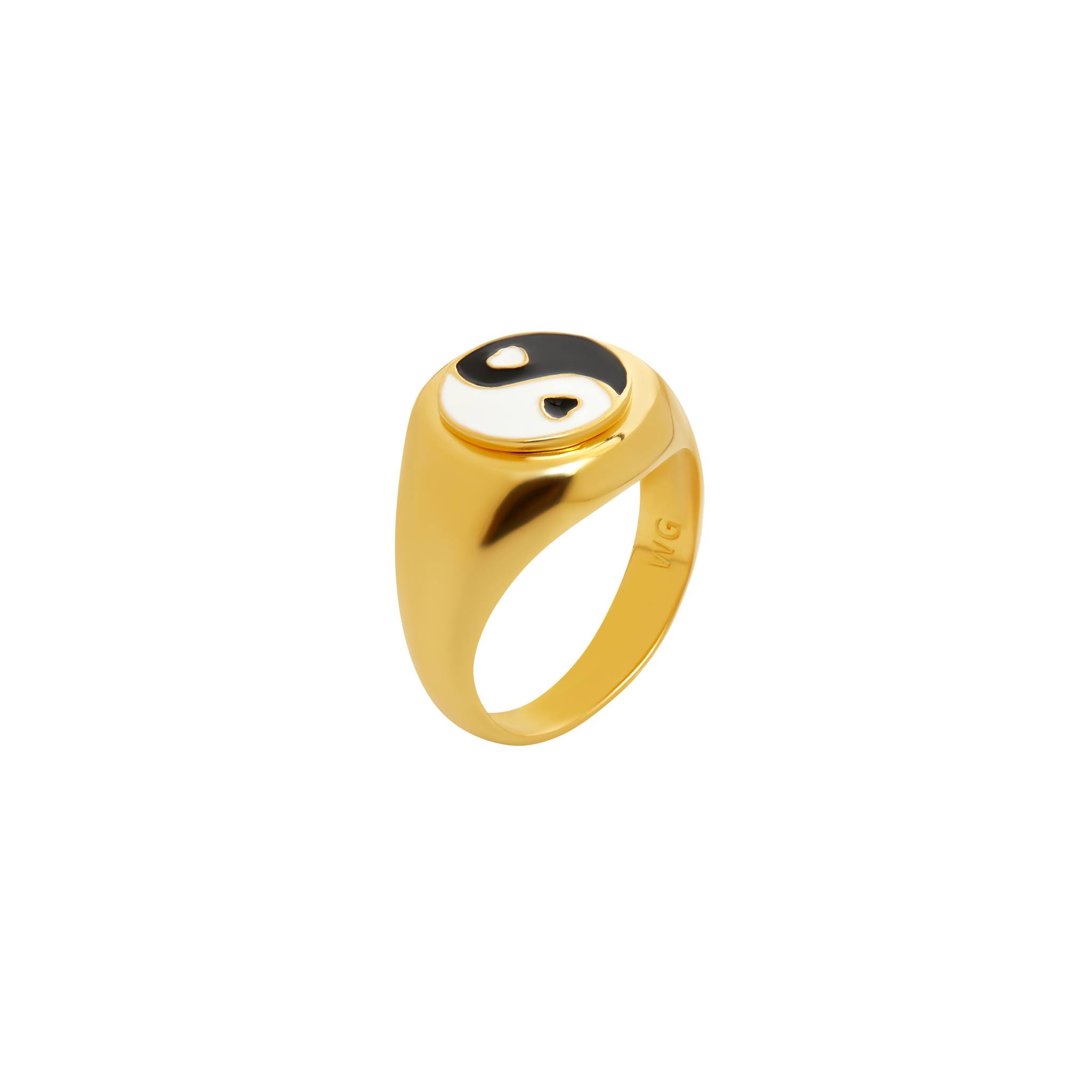 WILHELMINA GARCIA Кольцо Gold Black Yin Yang Ring