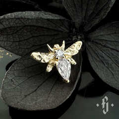 Накрутка "Mole" - Желтое золото - White CZ