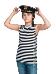 Майка пирата - Магазин тельняшек.ру 8-800-700-93-18Детская майка-тельняшка ВМФ (черная полоса) в Магазине тельняшек