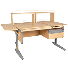 Растущая парта с навесной тумбой, задними и боковой полками Дэми СУТ 25-05-Б1Д2 (1500×880 мм)