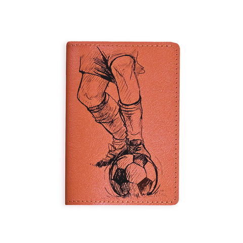 Обложка на паспорт "Подарок футболисту", рыжая