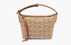 Сумка Loewe Cubi Anagram Jacquard and Calfskin Small Bag "Tan/Pecan"