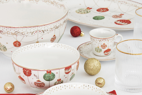 Салатник 23х10см 2.5 л Christmas Eve Easy Life Новогодние шары белый