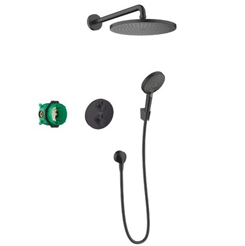 Hansgrohe Croma 27961670 Душевая система - комплект с термостатическим смесителем (чёрный матовый)