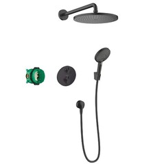 Hansgrohe Croma 27961670 Душевая система - комплект с термостатическим смесителем (чёрный матовый) фото