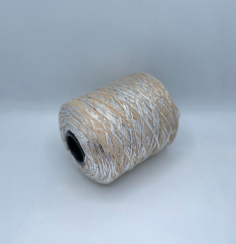 Luxury Production by Ri.Go (пр.Италия), art-Emporium, 180м/100гр, 90%Меринос,8%Полиэстер(фольга), 2%Полиамид , цвет-Крем+серебро(25/345) ,арт.32295