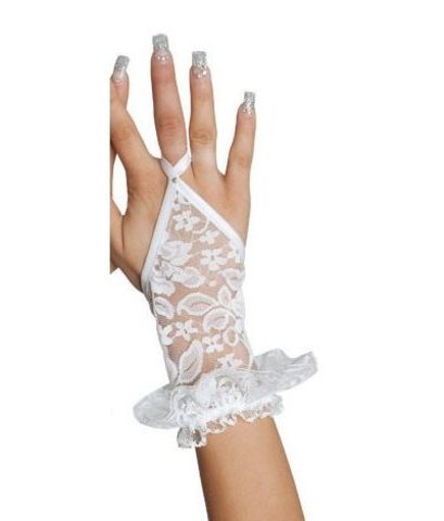 Ажурные короткие перчатки с открытой ладонью белые