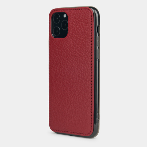 Чехол-накладка для iPhone 11 Pro Max из натуральной кожи теленка, вишневого цвета