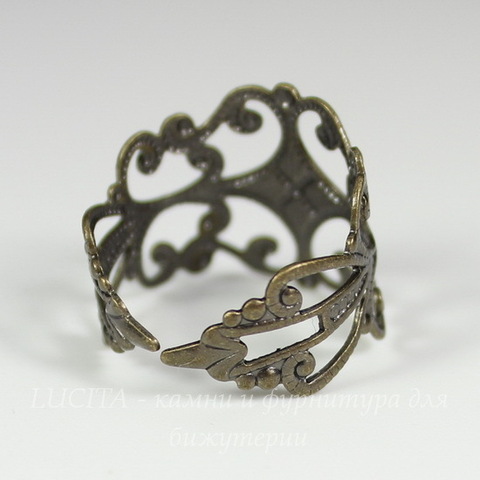 Основа для кольца филигранная (цвет - античная бронза)