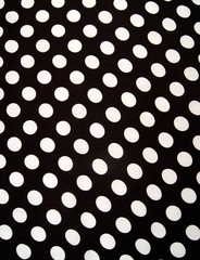 Ткань штапель принт Горох белый крупный 2 см на черном, 104 гр/м, ш. 142 см