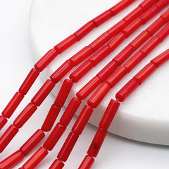 Коралл тонированный трубочки бусины, размер около 9*3 мм, цена за 21-22 шт (1/2 нити)