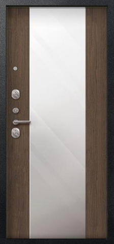 Теплая дверь входная Сезам V-04 зеркало (2025), 2 замка, 1 мм металл, (черный муар+миндаль) #3