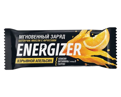 Батончик мюсли с фруктами energizer взрывной апельсин 40г