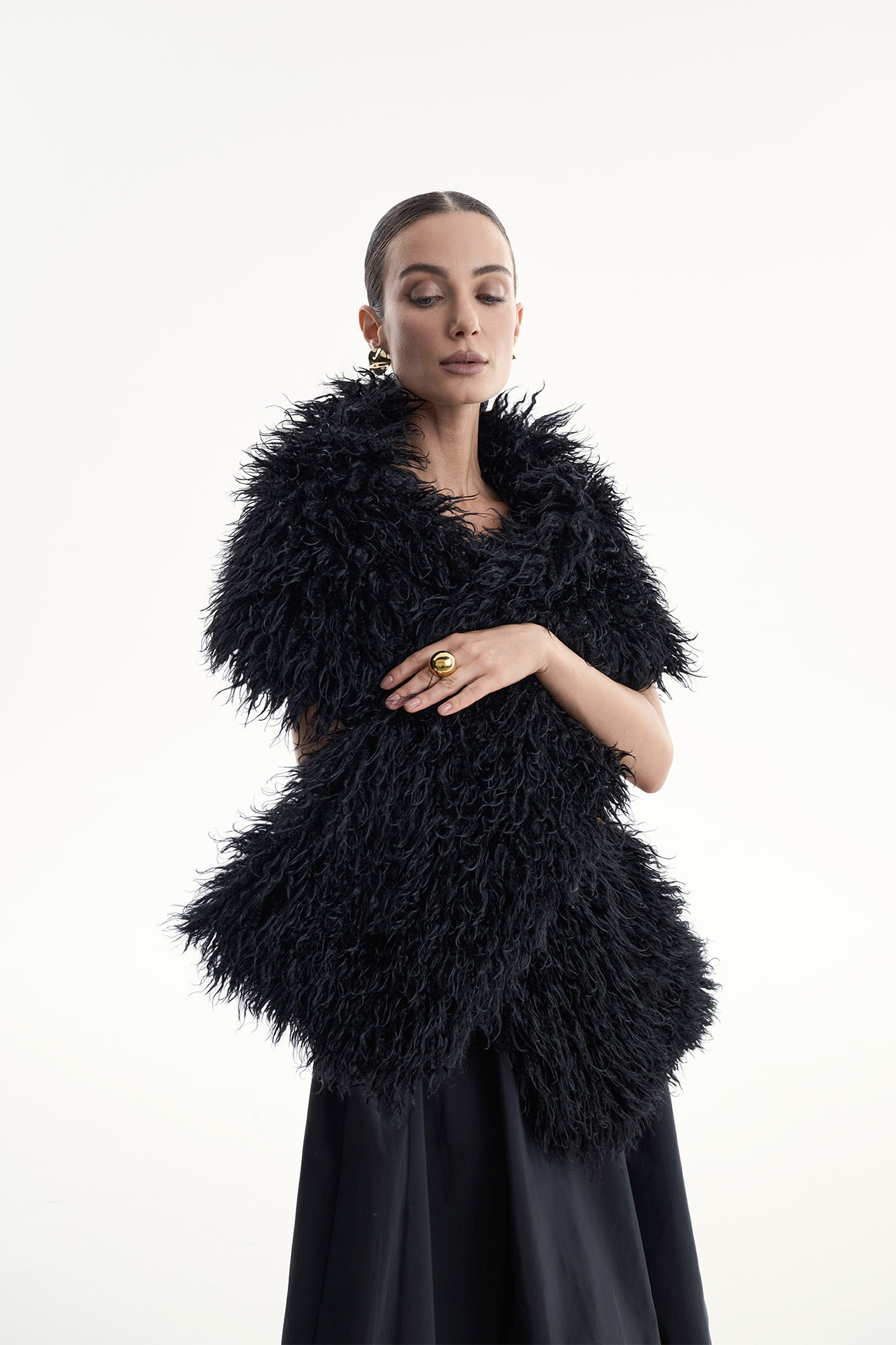 Шарф меховое боа черный