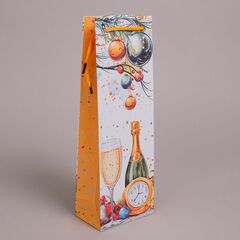 Пакет подарочный под бутылку, С Новым годом, МИКС, 12*36*8 см (Д*В*Ш)