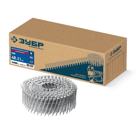 ЗУБР CSN 40 х 2.1 мм, барабанные гвозди для сайдинга оцинкованные, 14000 шт (305386-40)