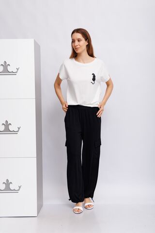 Oui Miss Lagotte Футболка из хлопка и модала с леопардом