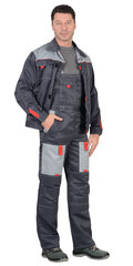 Костюм "СИРИУС-ФАВОРИТ" летний: куртка, п/комб. тёмно-серый с серым тк."Гретта" р.  48-50/170-176 (
