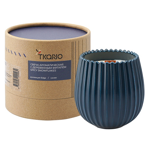 Свеча ароматическая Tkano Edge Spicy Snowflakes синяя 60ч