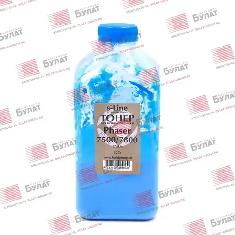 Тонер с девелопером БУЛАТ s-Line Phaser 7500 для Xerox Phaser 7500, Phaser 7800 (Голубой, банка 325 г)