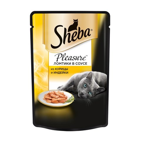 Sheba Pleasure пауч для кошек ломтики в соусе (курица и индейка) 85 г