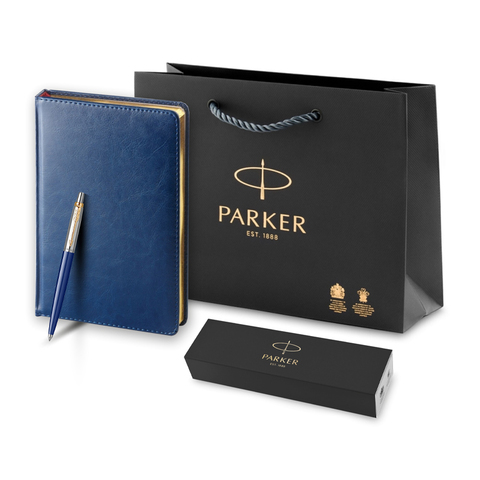 Подарочный набор: Шариковая ручка Parker Jotter + ежедневник, синий