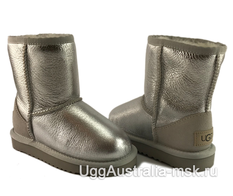 UGG Kids Classic Short Glitter Silver