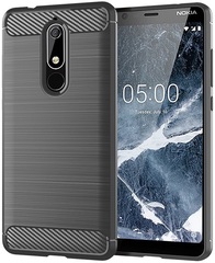 Чехол на Nokia 5.1 цвет Gray (серый), серия Carbon от Caseport