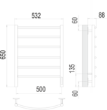 Полотенцесушитель Terminus Классик П6 500х650 электро