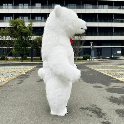 Белый медведь костюм меховой надувной (пневмокостюм)