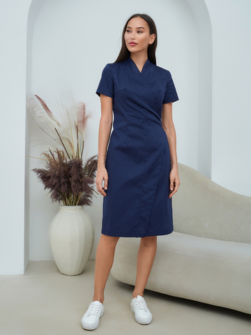 Халат женский м184 soft стретч темно-синий