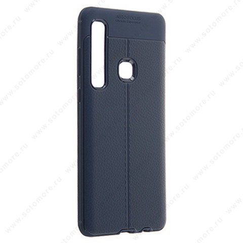 Накладка Carbon 360 силиконовая с кожаными вставками для Samsung Galaxy A9 A920 2018 синий