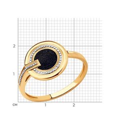 018983 - Кольцо-печатка круглая женское из золота 585 пробы с черной эмалью