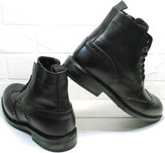 Мужские зимние ботинки черные с мехом на шнуровке LucianoBelliniBC3801L.
