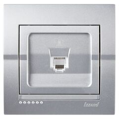 DERIY 702 2828 137 Розетка телеф.евро, серебристый металлик керамика