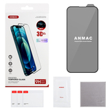 Защитное стекло 3D на весь экран 9H ANMAC + пленка задняя для iPhone 13 Mini (Матовое с сеточкой) (Черная рамка)