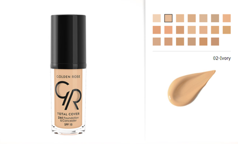 Golden Rose Крем тональный/корректор тон 02 TOTAL COVER 2in 1 Foundation & Concealer SPF15