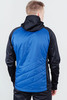 Премиальный костюм для лыж и зимнего бега Nordski Hybrid Hood Premium Black/Blue с лямками
