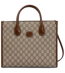 Маленькая сумка-тоут Gucci GG Supreme из парусины бежевый
